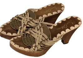 Sam Edleman Platform Sandals Women Chunky Shoe Wood Heel size 7 Woven Rope Boho - £18.99 GBP