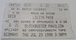 LILITH FAIR Blockbuster Pavilion 1998 Ticket Stub SARAH McLACHLAN Nettwe... - $7.77