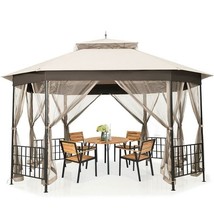 Outdoor 10 x 12 Ft Octagon Gazebo with Mosquito Net Sidewalls and Beige ... - $13,835.35 MXN