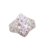 925 Sterling Silver Vintage Ring Designer Marquise Cut CZ Inlay  Sz 7  R... - $51.39