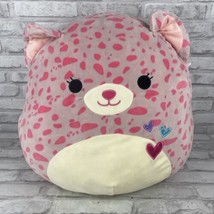 Squishmallows Lorie the Leopard 18&quot; Plush Cat Cheetah Pink with Hearts - £24.26 GBP