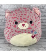 Squishmallows Lorie the Leopard 18&quot; Plush Cat Cheetah Pink with Hearts - £24.35 GBP