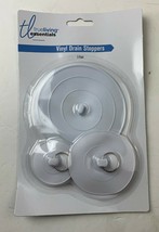 True Living  White Vinyl Drain Stoppers  3 sizes:  4 1/4 &quot;, 3&quot;,  2&quot; incl... - £5.35 GBP