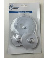 True Living  White Vinyl Drain Stoppers  3 sizes:  4 1/4 &quot;, 3&quot;,  2&quot; incl... - $5.46