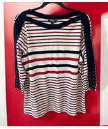 NWT Chaps Womens Red/Blue/white Stripe 3/4 Sleeves Top Size 2X patriotic - $46.99 CAD