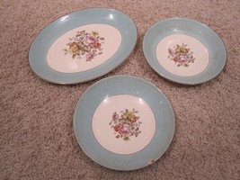 3 Vintage Antique Cunningham &amp; Pickett Hand Decorated Danube Dishes &amp; Platter - $23.26