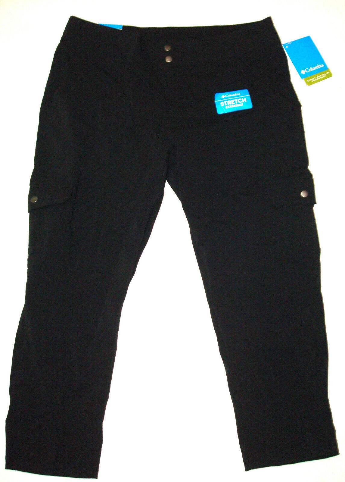 Womens 8 New NWT Columbia Black Cargo Hike Capri Pants Pockets Long UPF ... - £73.72 GBP