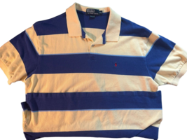 Mens Polo Ralph Lauren Blue/Yellow Stripe Polo Shirt 2XL XXL Regular Fit - $13.99