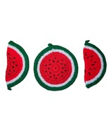 Vintage Hand Crocheted Knit Hot Pad Potholders Trivets Watermelon Set Of  3 - $143.61 MXN