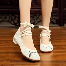 Summer Women Shoes Embroidery Fabric Linen Ethnic Retro Canvas Loafers Embroider - £41.67 GBP
