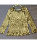 Vintage 90’s Forenza Smocked Crushed Velvet Top Blouse Stretch Sz L Beau... - $24.70