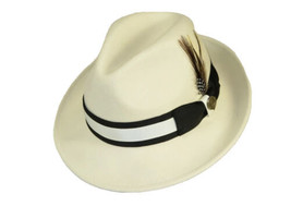 Men Bruno Capelo Hat Australian Wool Soft Fedora ZANE ZA405 Ivory Black Band - £55.33 GBP