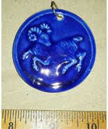 20AA15 CERAMIC MEDALLION, RAM, BLUE, VERY GOOD CONDITION - $6.72