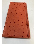 Ostrich Checkbook Folder Wallet Orange Bifold Unique Textured Slim 7.5”X... - $24.70