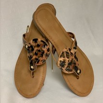 REPORT Thong Sandals Women 8.5 Brown Leopard Animal Print Flat Heel Slip... - £29.96 GBP