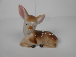 Vintage Fawn Deer Porcelain Figurine Japan 2-3/8&quot; L Ceramic - $9.50