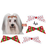 4 p Christmas HOLIDAY DOG BARRETTE BOW Candy Cane Snowflake Grooming HAI... - $183.28 MXN