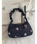 Embroidered Ruched Strap Shoulder Bag - $15.99