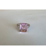 Pink Colored Gem Ring Silver Colored Band Size 8-10 - $33.64 CAD