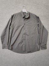 Eddie Bauer Shirt Men&#39;s L Olive Green Check Button Up Long Sleeve Hiking - £16.90 GBP