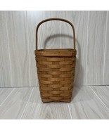 Longaberger Basket 1991 8.25&quot; or 13&quot; w/handle 6.25&quot; square w/ plastic pr... - $20.78