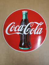 Cola Cola Porcelain Enamel Button Sign Bottle Ande Rooney B - $101.57