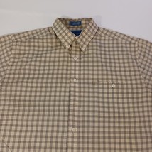 Towncraft Men's L Brown Cotton Blend Plaid Short Sleeve Button Down Wrinkle Free image 9