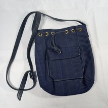 Americana By Sharif 10 Inch Soft Navy Blue Leather Tote Shoulder Bag Purse - $24.95