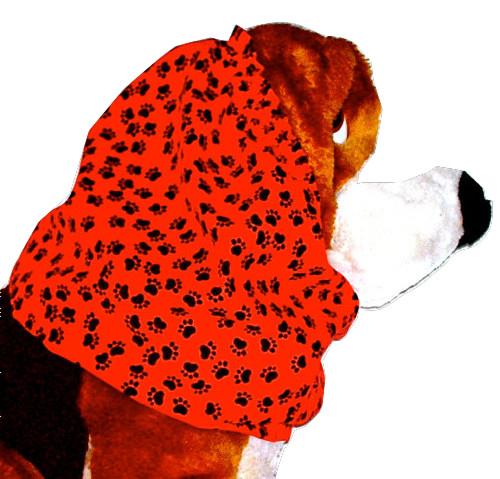 Dog Snood Red Black Mini Paw Prints Cotton - $11.00 - $14.00
