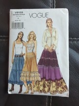 Rare Vtg Vogue Pattern V8159 Boho Hippie Skir Ts Sizes 6 - 8 - 10 ~ Uncut New - £10.50 GBP