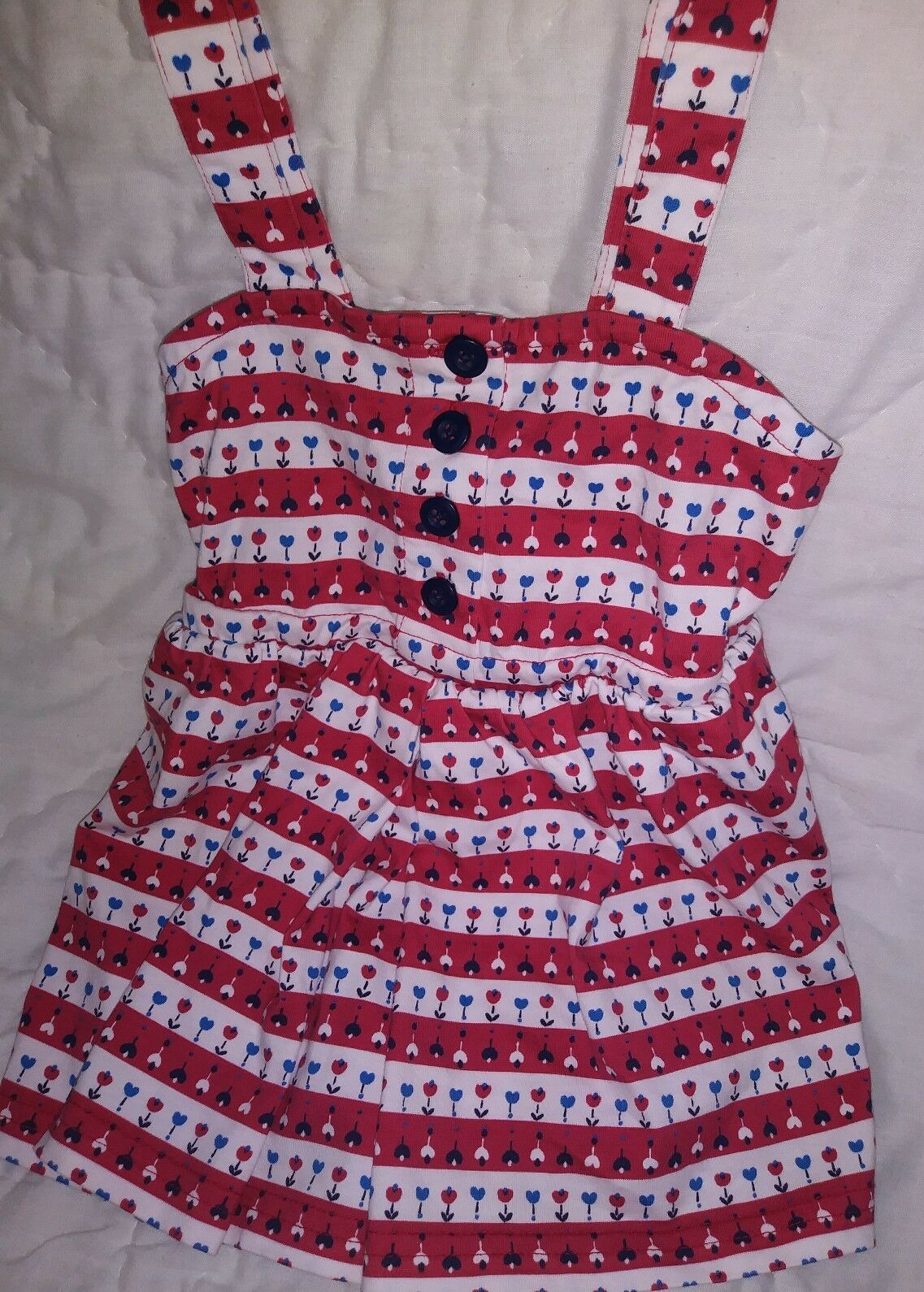 Hannah Andersson Floral Red White&Blue Girls Romper 90 Pretty New - £22.79 GBP