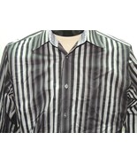 Mens MED Bugatchi Uomo Long Sleeve Shirt 100% Cotton black silver gray S... - $40.56 CAD