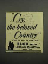 1952 Cry the Beloved Country Play Advertisement - £14.78 GBP