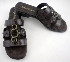 Easy Street Torrid Mules 6M Brown Croc Sandals Metal Accent Slides Traction Sole - £26.91 GBP