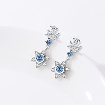 Winter Blue Snowflake Christmas 925 Silver Dangling Earrings Necklace Bracelet - £45.82 GBP+