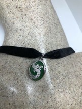 Vintage Jade Verde Gargantilla de la Suerte Chino Plata Collar Bronce - £43.38 GBP