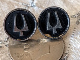 Vintage Bulova Cufflinks Accutron Symbol Black Gold 1 Inch Diameter - £70.09 GBP