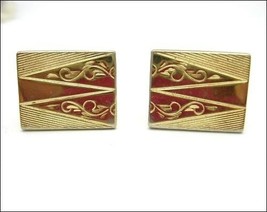 Cufflinks Vintage Triangle Scroll Curls Design On Rectangle Goldtone Cuff Links - £13.23 GBP
