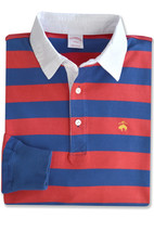 Brooks Brothers Original Fit Blue Red Striped Rugby Polo Shirt, Large L ... - $104.32
