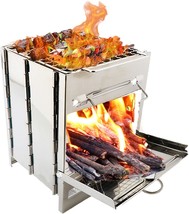 Integrated Folding Wood Stove Outdoor Camping Bbq Grill Campfire Wood Stove - $48.99