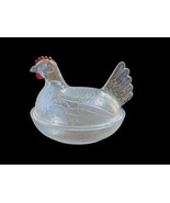 Vintage Indiana Glass Hen On Nest Covered Candy Dish red comb - $19.80