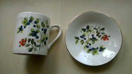 1985 Royal Kendal Blue Berries Cup &amp; Saucer Gold-colored trim  - £12.38 GBP