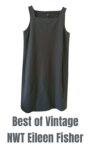 NWT $238 Eileen Fisher Vintage Stretch Crepe Shift Dress Medium 10 12 Gr... - £99.91 GBP
