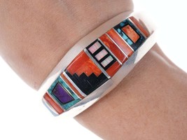 Larry Castillo Navajo Multistone Channel Inlay Cuff Cuff Bracelet - £599.68 GBP