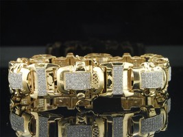 8&quot; Statement Link Men&#39;s Bracelets 14K Yellow Gold Over 4.50 Ct Simulated Diamond - £215.45 GBP