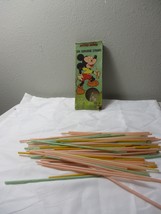 70 Vintage Disney Mickey Mouse plastic drinking Sunshine straws boxed - $19.79