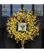 Artificial forsythia flower wreath yellow flower garland silk floral arr... - $39.99
