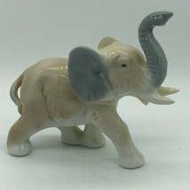 Vintage Porcelain Elephant Grey Brown Figurine 4&quot; Wildlife Décor Calf - £10.52 GBP