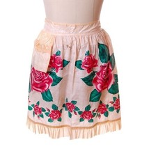 Vintage Plastic Apron Large  Floral  Rose Motif 1940’S - $58.11