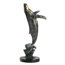 Brass and Marble Leaping Humpback Whale Statue - £301.16 GBP